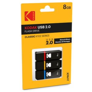 Clé USB 2.0 - Pack de 3 Clés Kodak Classic K102 Séries 8Go
