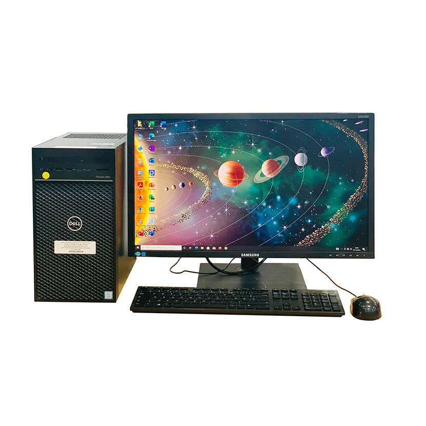 Vente de complet bureau d'occasion à Abidjan : UC Dell Précision 3630 Mini Tour Intel Core i7-8700K @ 3.70 GHz · RAM 24Go DDR4 SSD M2 512Go + GPU 8Go · Écran Samsung 22" avec accessoires