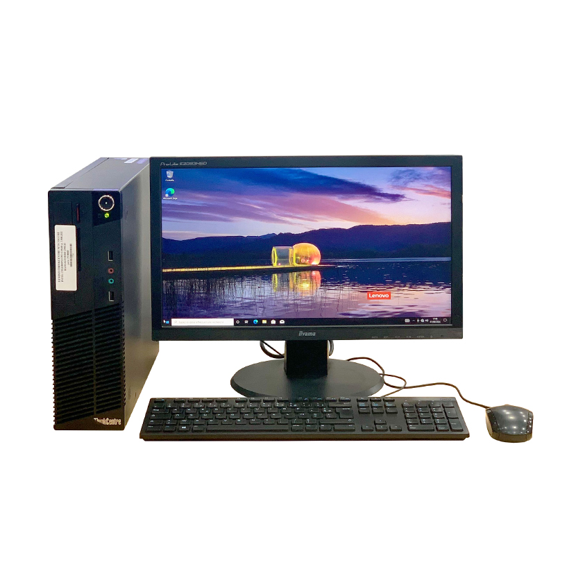 Vente de complet bureau d'occasion Abidjan : Lenovo ThinkCentre M73 Intel Celeron G1840 CPU @2.80 GHz RAM : 4Go DDR3 / HDD 250Go plus un écran : iiYama 20" avec accessoires