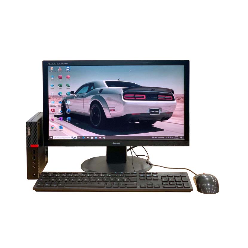 Vente de Complet bureau d'occasion Micro Lenovo M710Q Core i3 (7ᵉ Gen.) CPU @ 3.40GHz RAM 4Go DDR4 / HDD 500Go + un écran Lenovo iiYama 20" avec tous les accessoires