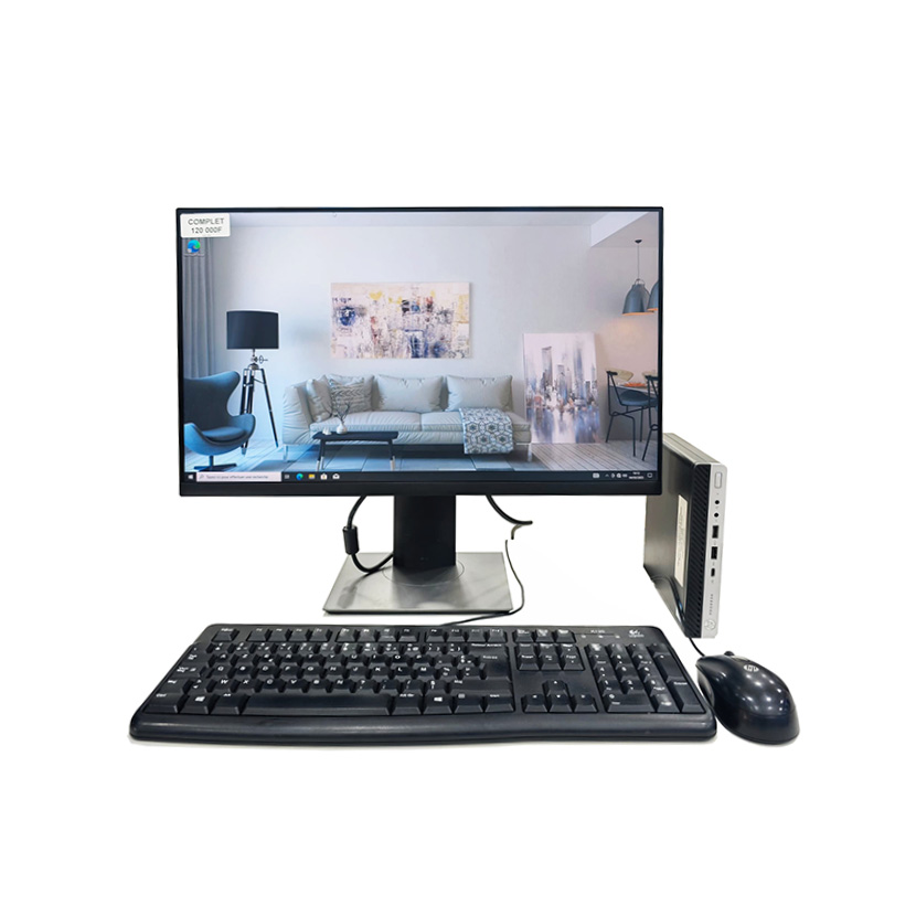 Vente de Complet bureau d'occasion Micro HP ProBook 600 G3 Core i3 6ᵉ Gén. CPU @ 3.70 GHz RAM 8Go DDR4 / HDD 500Go + un écran Dell 24" avec tous les accessoires