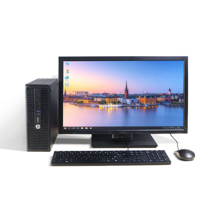 Vente de Complet bureau d'occasion HP ProDesk 400 G2.5 SFF · Core i3 (4ᵉ Gén) CPU @ 3.70GHz · Capacité : 4Go DDR3 / 500Go · Écran Dell ‎23" FHD *Garantie de 3 mois