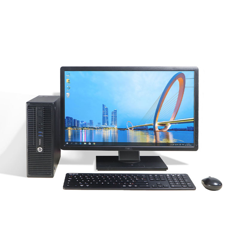 vente de Complet bureau d'occasion HP ProDesk 400 G2.5 SFF · Core i3 (4ᵉ Gén) CPU @ 3.70GHz · Capacité : 4Go DDR3 / 500Go · Écran Dell ‎23" FHD *Garantie de 3 mois