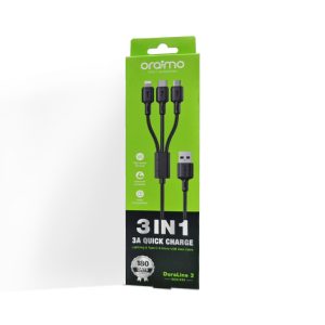 Câble de charge ultra rapide "Oraimo" 3 en 1 - Lightning + Micro USB + Type C