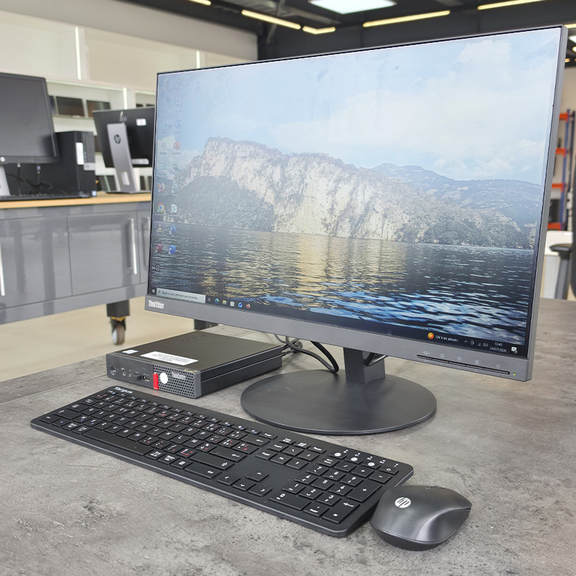 Complet Micro UC Lenovo ThinkCentre M710Q Core i5 (6ᵉ Gén.) - Ram 8Go DDR4 SSD 256Go + HDD 500Go avec Écran Lenovo 24" FHD – Image 3