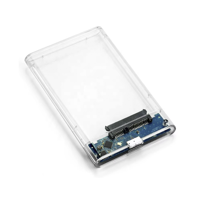 Vente de Boîtier transparent pour disque dur externe, 2.5" SATA vers USB 3.0, qui dissipe mieux la chaleur que la plupart des boîtiers de disques durs noirs.