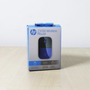 Vente de Souris sans fil HP Z3700 Bleu avec connexion USB 2,4 GHz, capteur optique 1200 DPI, design ultra-fin et autonomie jusqu'à 16 mois.