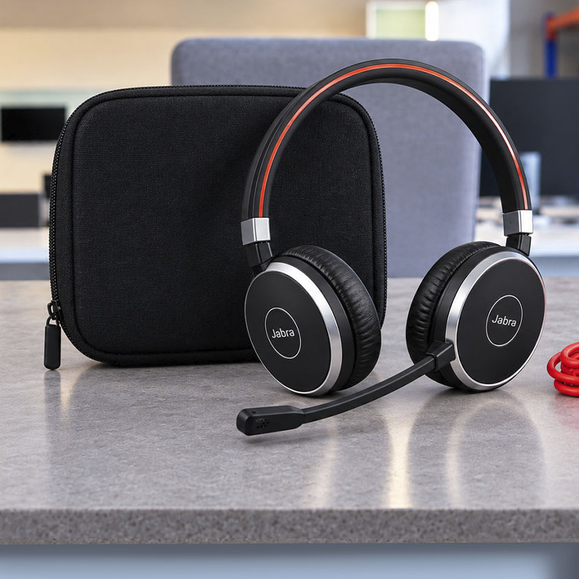 Micro-Casque Sans Fil Bluetooth Arceau - Jabra Evolve 65 SE Stéréo + Dongle USB avec son sac – Image 2