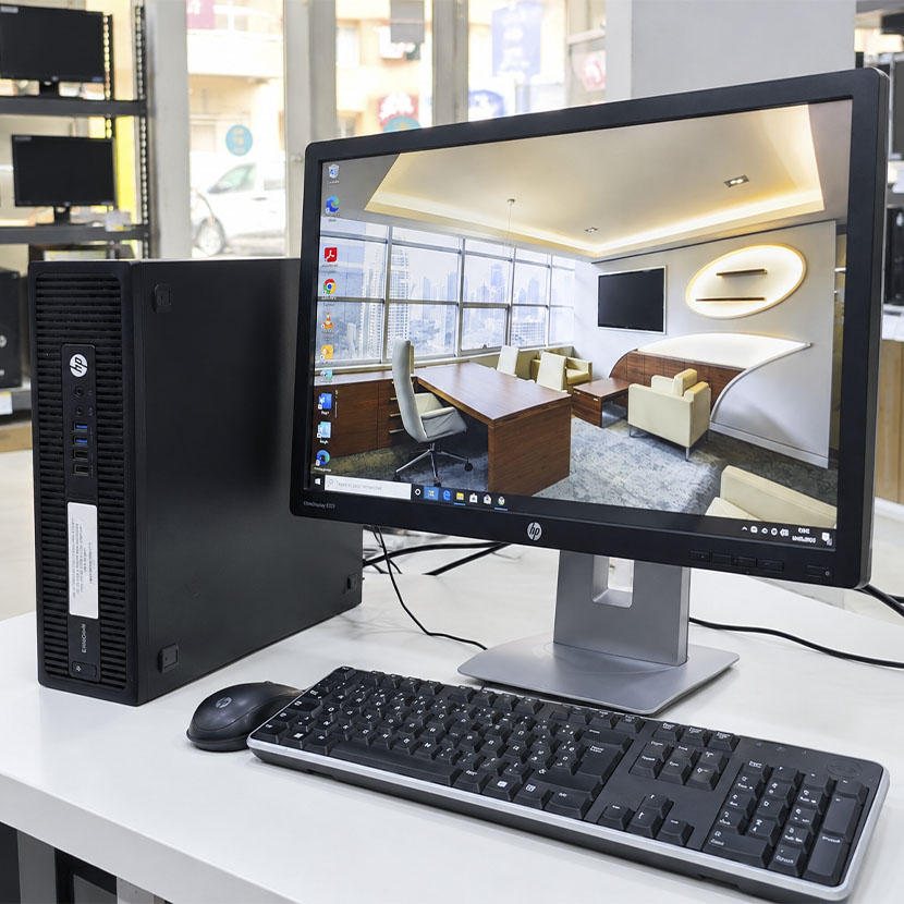 Complet HP Elitedesk 705 G3 AMD Pro A10 RAM 4Go DDR4 HDD 500Go Écran HP 24″ LED – Image 2