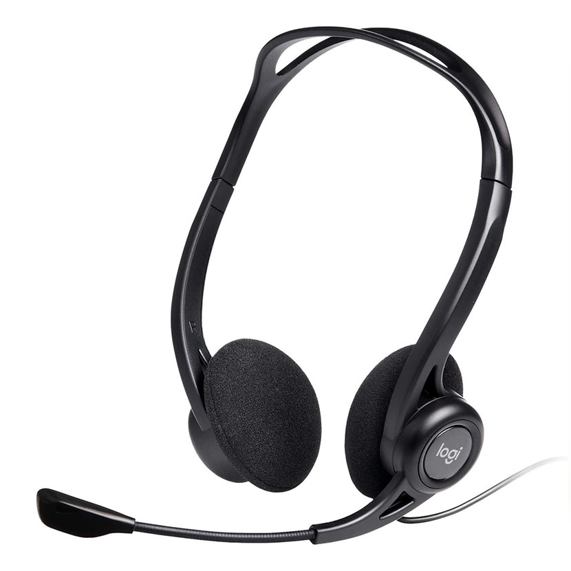 Micro-Casque filaire - Logitech 960 / Qualité Audio Numérique 111 dBSPL +/- 3 dB, Micro Antiparasite, Commandes Intégrées, Bandeau Réglable