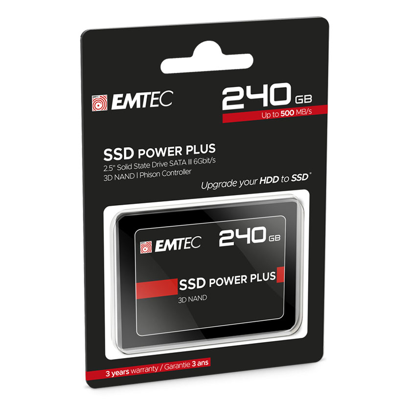 Le Disque Dur SSD SATA - EMTEC 240go Neuf donnera un coup de boost (rapidité et durabilité) instantané à votre ordinateur, jusqu’à 20x plus rapide qu’un disque dur classique.