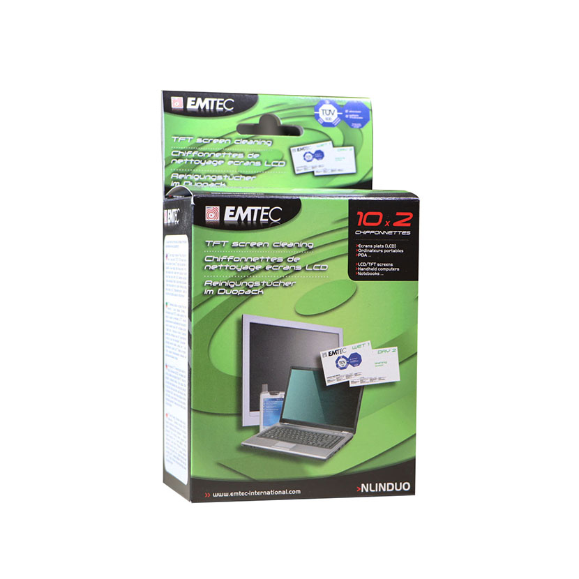 Lingettes de nettoyage d'écran EKNLINDUO double (sèches/humides) de EMTEC