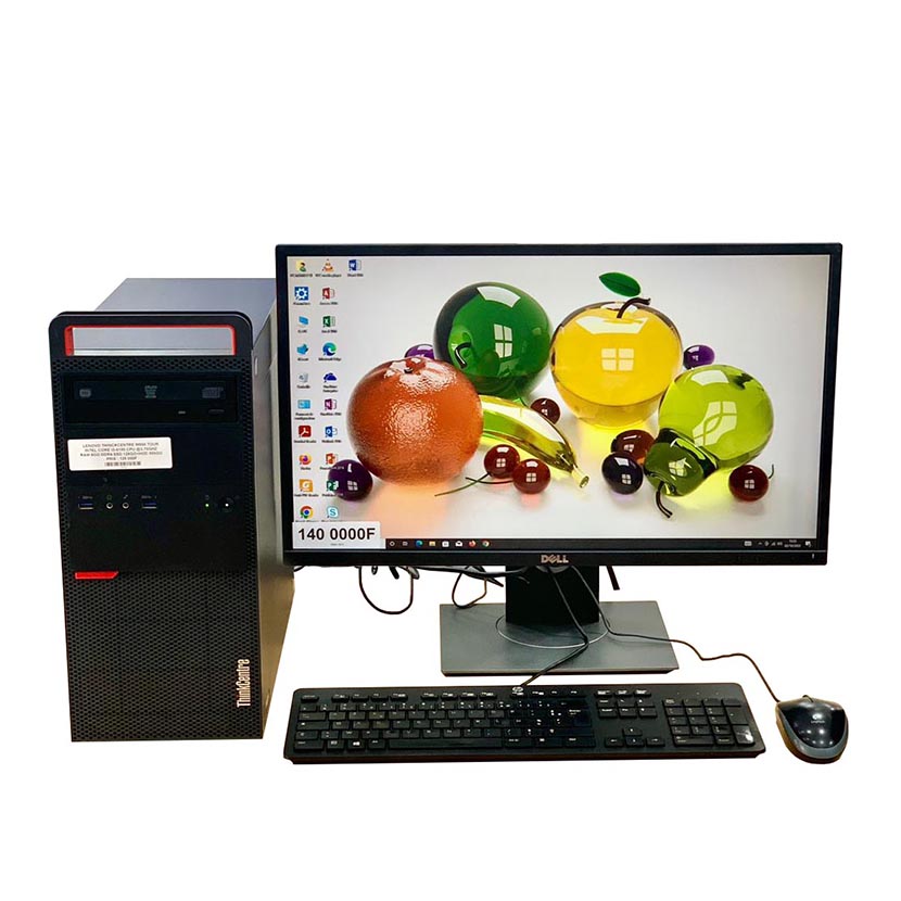 Complet bureau d'occasion Lenovo ThinkCentre M800 CPU : Intel Core i3-6100 (6th Génération) CPU @ 3.70 GHz RAM : 8Go DDR4 / SSD 128Go + HDD 500Go plus un écran : Dell 2417H 24" avec tous les accessoires