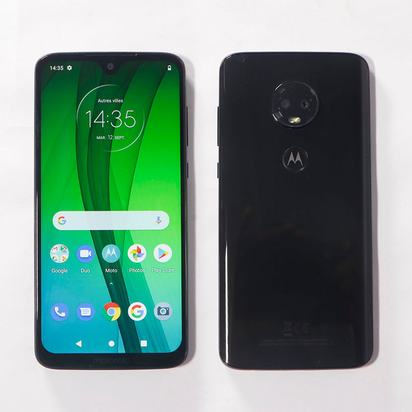 Téléphone portable Motorola Moto g7 d'occasion RAM : 4 Go Stockage : 64 Go Appareil photo principal : 12 Mpx et frontal : 8 Mpx Compatibilité double SIM : Oui (Nano SIM) Compatible a la 4G