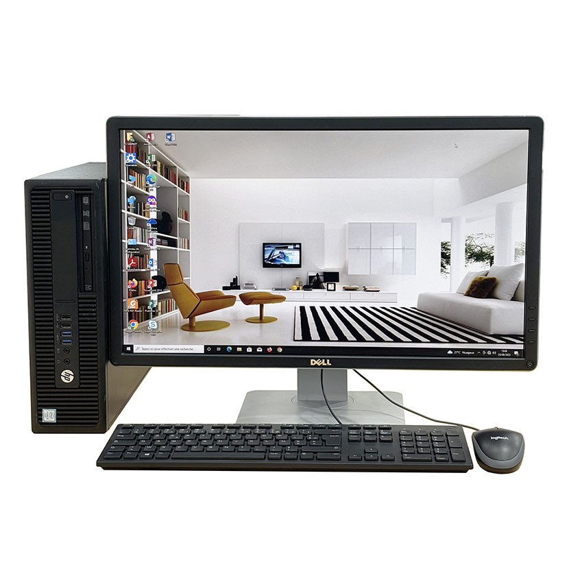 Complet HP ProDesk 600 G2 SFF Core i5-6500 CPU @ 3,20 Ghz - RAM 8Go DDR4 SSD 128 Go + HDD 500Go + Écran Dell 24"