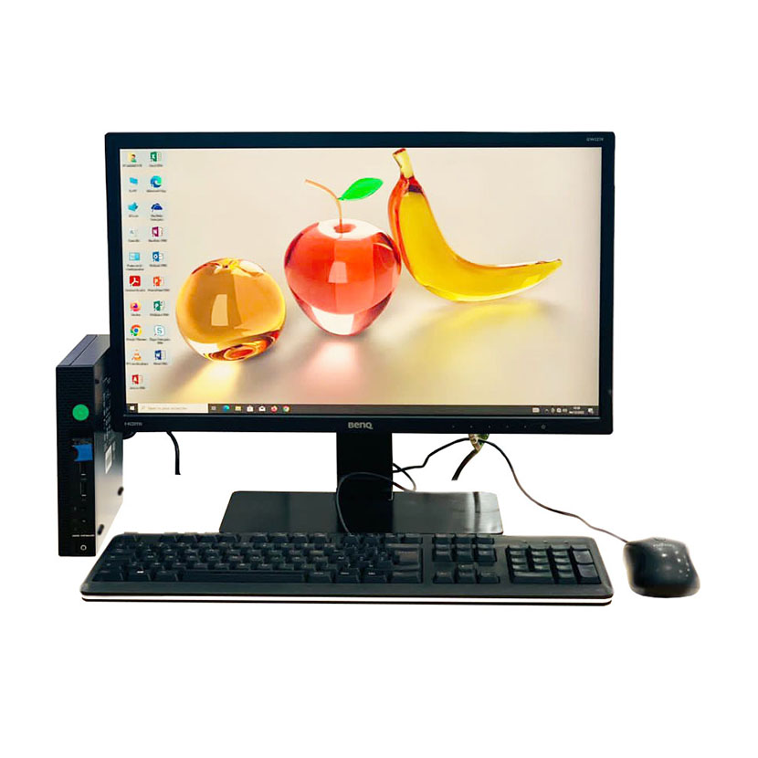 Complet bureau d'occasion Micro Dell 3020 Intel Core i3-4130 CPU @ 3.40 GHz RAM : 4 Go DDR4 / HDD 500 Go plus un écran : Benq 22" avec tous les accessoires