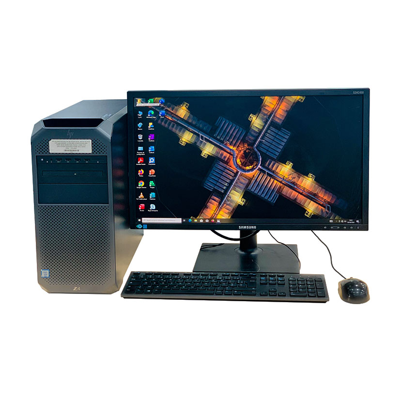 Vente de complet bureau d'occasion à Abidjan : UC HP Workstation Z4 G4 Tour Xeon @ 4 GHz · RAM 32Go DDR4 SSD 512Go+ HDD 1To + GPU 5Go · Écran Samsung 24" avec accessoires