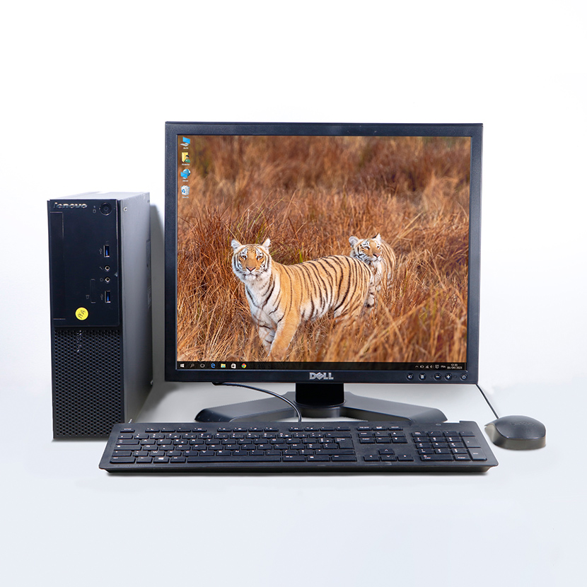 Vente de Complet bureau d'occasion Mini UC Lenovo S510 SFF Core i3 (4th Gén) CPU @ 3.7 GHz - RAM 4Go DDR3 SSD 128Go avec un écran Dell 19", avec une garantie 3 mois