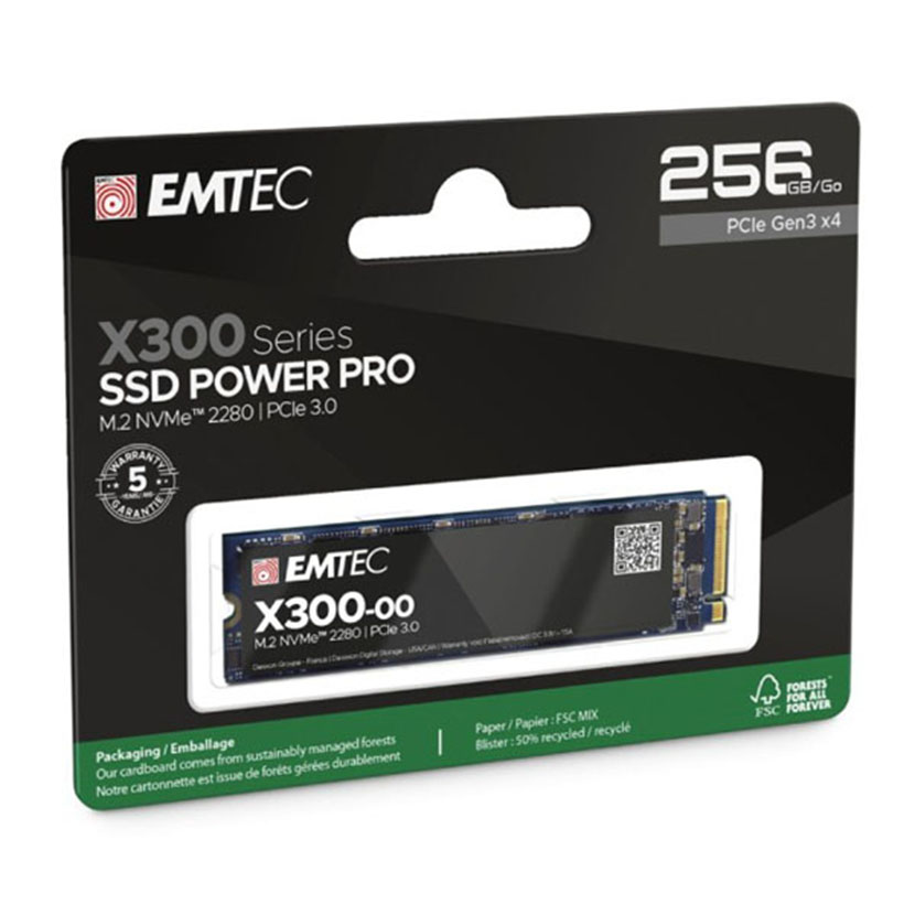 Disque Dur SSD M2 NVMe PCIe 3- EMTEC X300 256Go Neuf