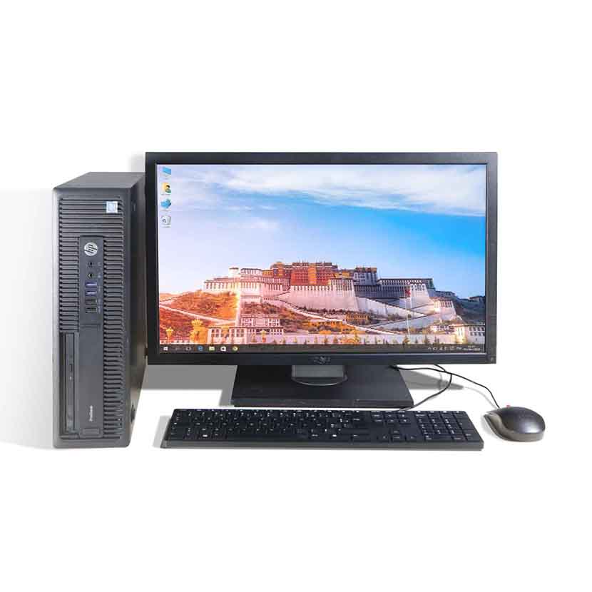 Complet bureau d'occasion HP ProDesk 600 G2 SFF · Core i3 (6ᵉ Gén.) @ 2,80GHz · RAM 8Go DDR4 HDD 500Go · Écran Dell 23" *Garantie de 3 mois