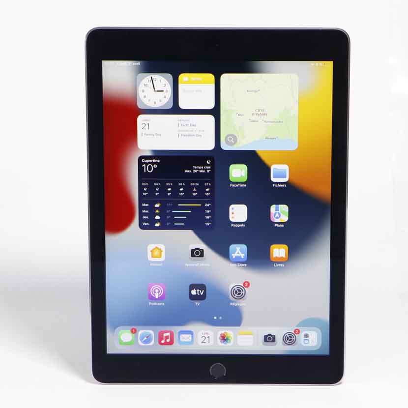 Apple iPad Air 2 iOs 15 - RAM 2Go Stockage 16Go Écran 9.7" Tactile / Empreinte digitale/ Appareil photo principal : 8 Mpx et frontal : 1,2 Mpx