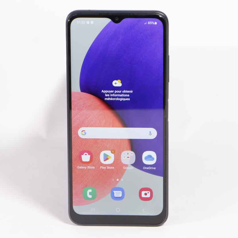 Téléphone portable Samsung Galaxy A22 5G d'occasion · Écran OLED 6.6" · Capacité : 4Go/128Go · Dual SIM (Nano SIM) · *Garantie 6 mois