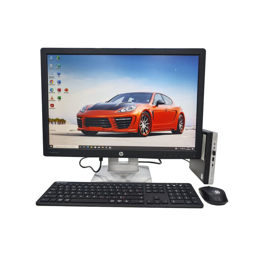 Vente de Complet bureau d'occasion Micro HP ProDesk 600 G3 · Core i5 (6ᵉ Gén) CPU @ 3.10GHz · Capacité : 8Go DDR3 / 256Go · Wi-Fi · Écran HP 24" *Garantie de 6 mois