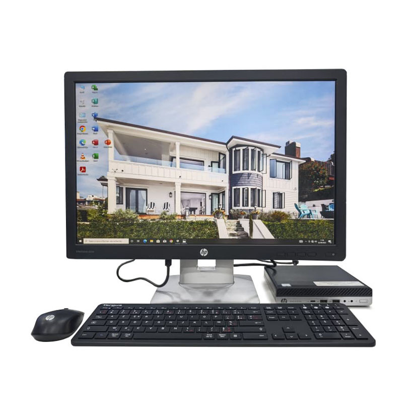 Vente de Complet bureau d'occasion Micro HP ProDesk 600 G3 · Core i5 6ᵉ Gén CPU @ 3.10GHz · Capacité : 8Go / 756Go · Écran HP 24" · Kit sans fil *Garantie de 6 mois